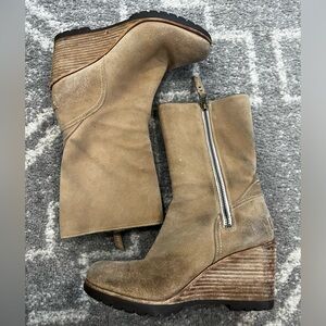 New Sorel After Hours Mid Top Waterproof Beach Tan Suede Boot Sz 8